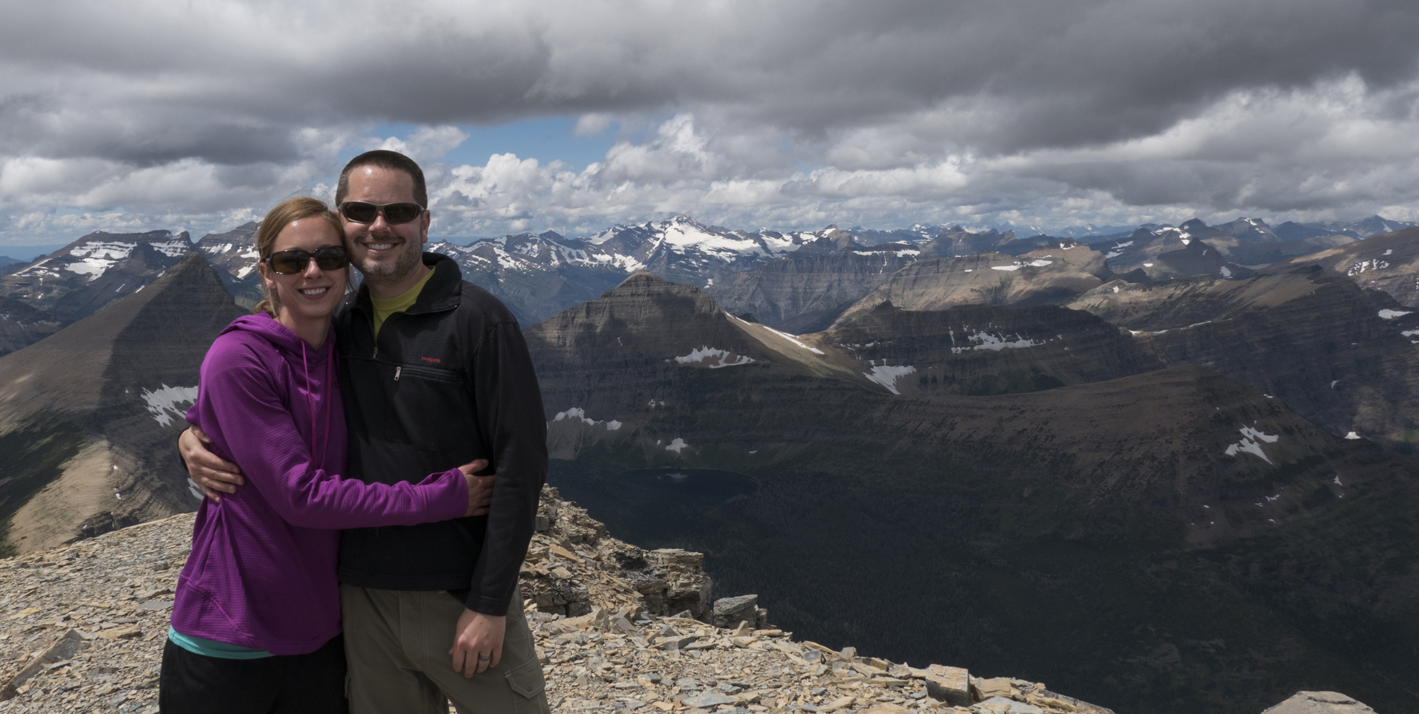 Jake and his wife Kristen on Rising Wolf Mountain in Glacier National Park