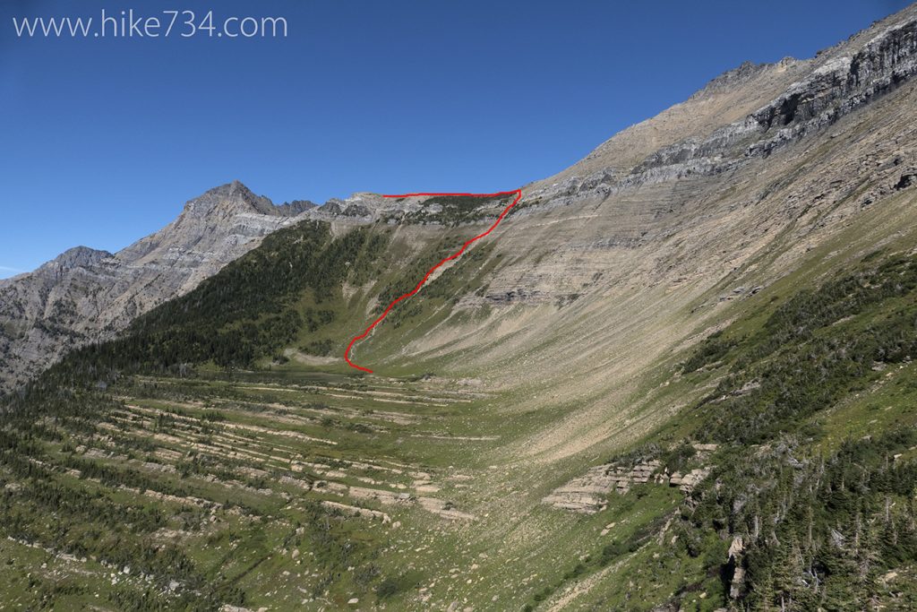 Creek bed descent route from Floral Park