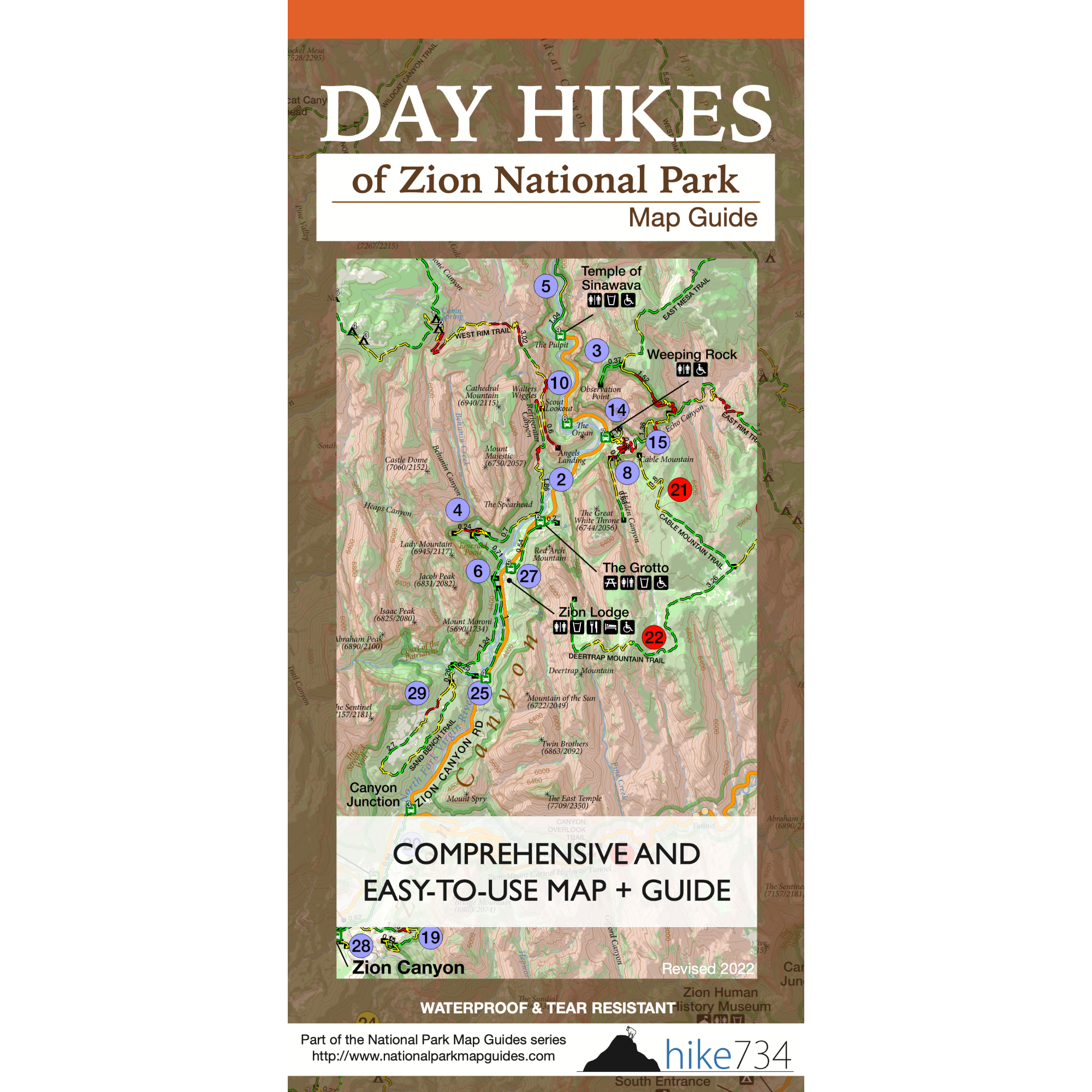 Day Hikes of Zion National Park Map Guide
