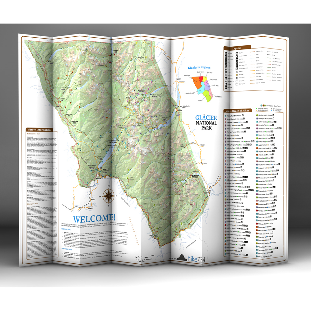Day Hikes of Glacier National Park Map Guide Back