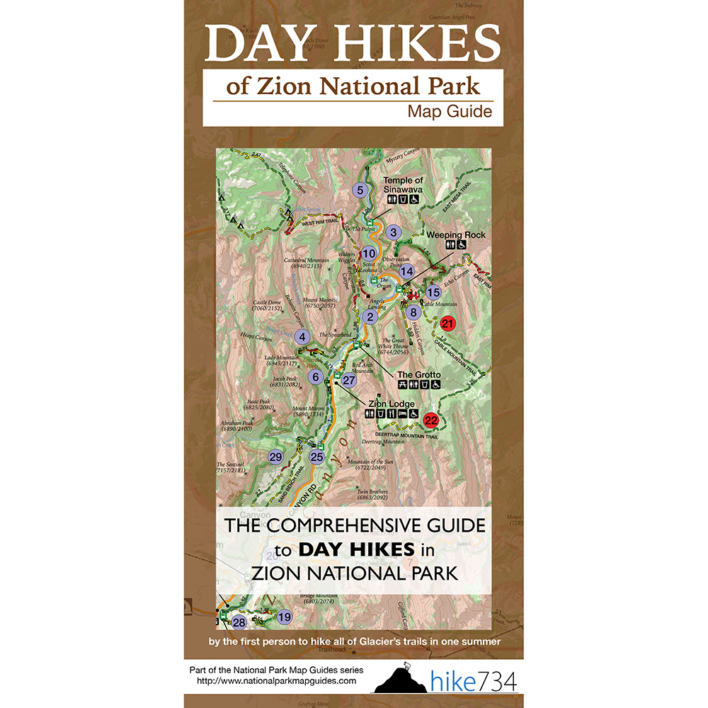 Day Hikes Of Zion National Park Map Guide Hike 734