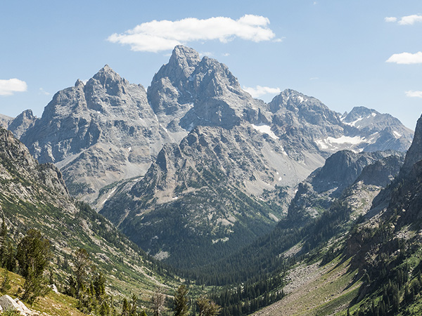 Three mountain peaks of Grand Teton National Park